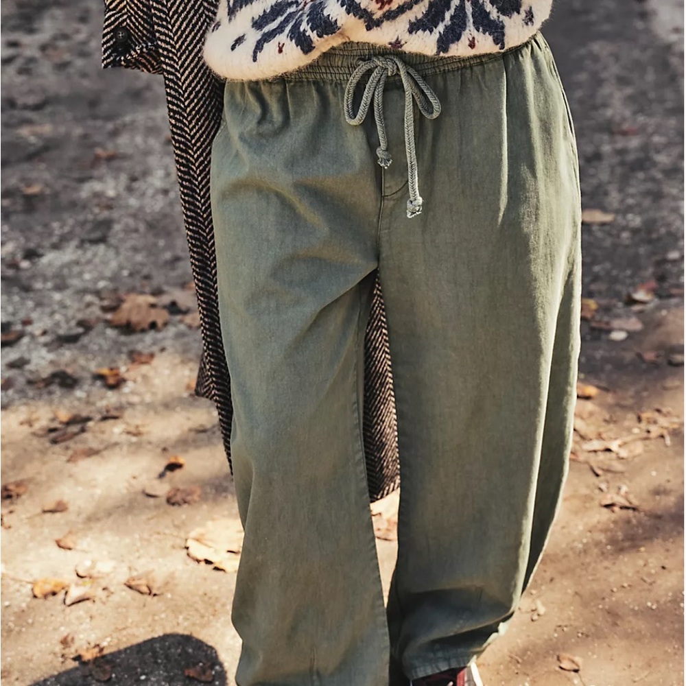 Free People Lex Olive Green Barrel Pants
